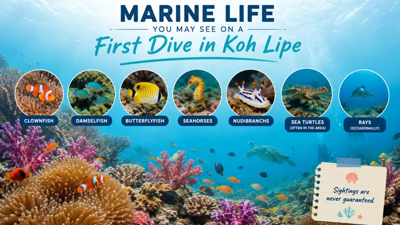 What Marine Life Can You See on a First Dive in Koh Lipe?